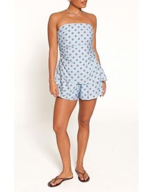 Petal & Pup Bronte Polka Dot Strapless Top & Shorts Set - Blue