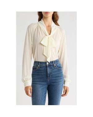 Wayf X Sara Walker Bow Georgette Blouse - Blue