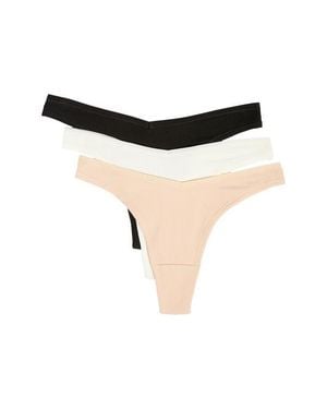 Etam 3-Pack Rib Thongs - Black