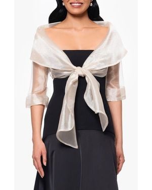 Betsy & Adam Organza Wrap Jacket - Black