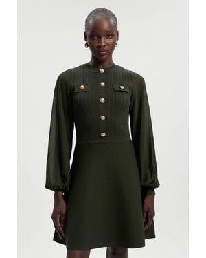 Karen Millen Petite Chiffon Sleeve Mini Dress - Black