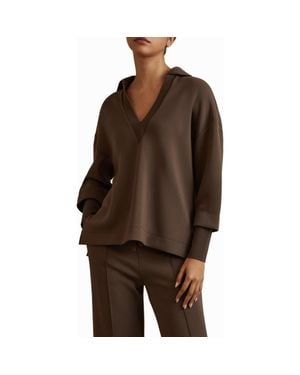 Reiss Bernie Johnny Collar Sweatshirt - Brown
