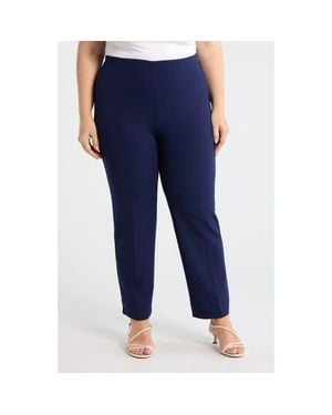 Anne Klein Hollywood Waist Straight Leg Ankle Pull-On Pants - Blue
