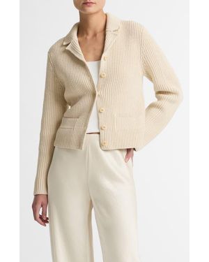 Vince Pocket Cotton Blend Sweater Jacket - Natural