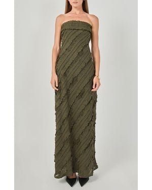 Endless Rose Ruffle Strapless Maxi Dress - Green