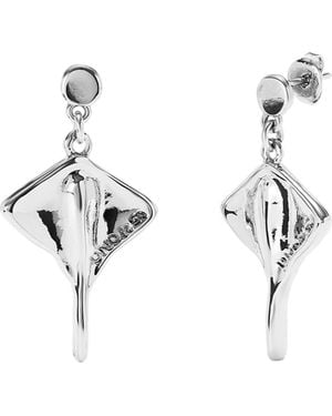 Uno De 50 Sterling Plated Short Earrings With Manta Ray Figure - Metallic