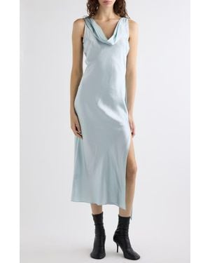Acne Studios Dotti Cowl Neck Silk Satin Dress - Blue