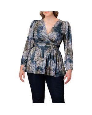 Kiyonna Leah Gathered Top - Blue