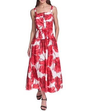 KARL LAGERFELD Floral Print Sleeveless Dress - Red