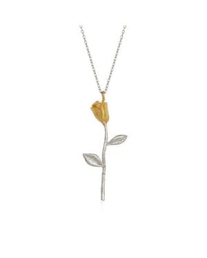 Spero London Color Rose Sterling Necklace - Metallic