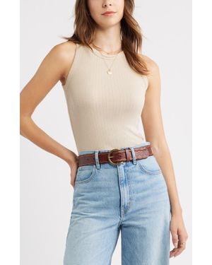 Treasure & Bond Pointelle Rib Crewneck Tank - Natural