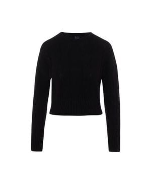 BuHu Cable Round Neck Textured Knit Sweater - Black