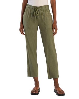 Kut From The Kloth Rosalie Linen Blend Drawstring Ankle Pants - Green