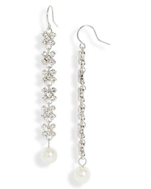 CRISTABELLE Imitation Pearl Linear Drop Earrings - White