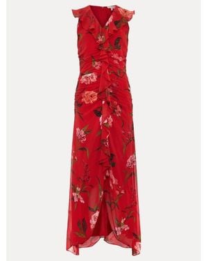 Phase Eight Mae V-Neck Floral Maxi Dress - Red