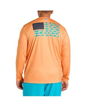 Columbia Big & Tall Terminal Tackle Pfg Fish Flag Long-Sleeve T-Shirt - Orange