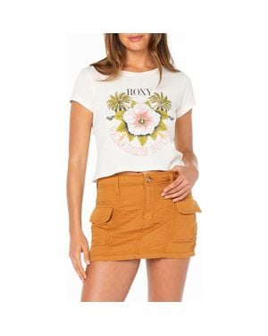 Roxy Bloom Crop Cotton Graphic T-Shirt - Orange