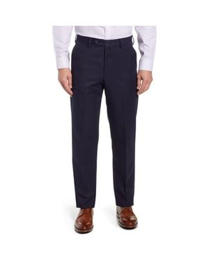 Berle Classic Fit Flat Front Microfiber Performance Pants - Blue