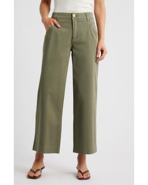 Wit & Wisdom Wyatt Skyrise Crop Wide Leg Twill Pants - Green