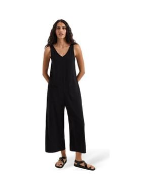 Pact Luxe Essential Organic Cotton Cropped Jumpsuit - Black