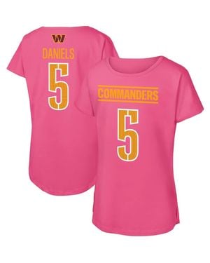 Outerstuff Girls Youth Jayden Daniels Washington Commanders Player Name & Number T-Shirt - Pink