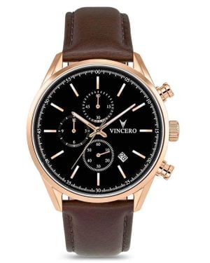 Vincero The Chrono S2 Chronograph Leather Strap Watch, 40Mm - Black