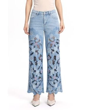 Bayeas Embroidered Straight Leg Jeans - Blue