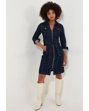 Joe Browns Belted Stretch Denim Dress - White