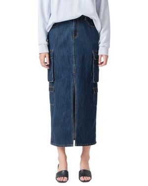 Grey Lab Denim Cargo Maxi Skirt - Blue