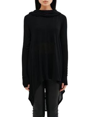 MARCELLA Oslo Semisheer Long Sleeve High-Low Jersey Tunic - Black