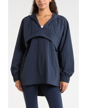 Zella Travel Lite Windbreaker Hooded Anorak - Blue