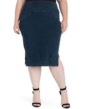 Standards & Practices Kelly Side Slit Knit Pencil Skirt - Blue
