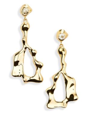 Faris Amethyst Sculpted Drop Earrings - Metallic