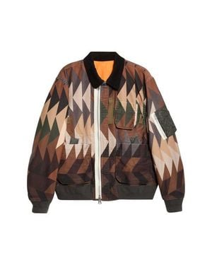 Sacai X A.P.C. Quilt Print Cotton Bomber Jacket - Brown