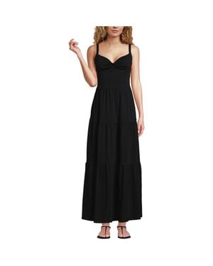 Lands' End Cotton Modal Twist Front Tiered Maxi Dress - Black