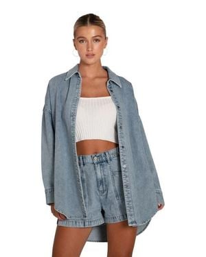 Belle & Bloom Into Him Oversized Denim Shirt - Blue