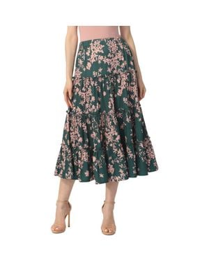 Kimi + Kai Tiered Midi Skirt - Green