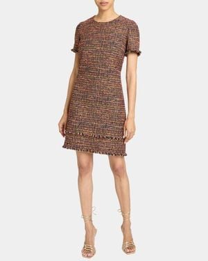 Santorelli Melania Short Sleeve Shift Dress - Brown