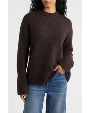 TOPSHOP Boxy Fluffy Crewneck Sweater - Brown
