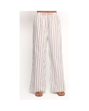 Petal & Pup Ember Stripe Drawstring Cotton Pants - White
