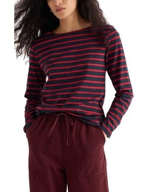 Seasalt Cornwall Sailor Stripe Organic Cotton Top - Purple