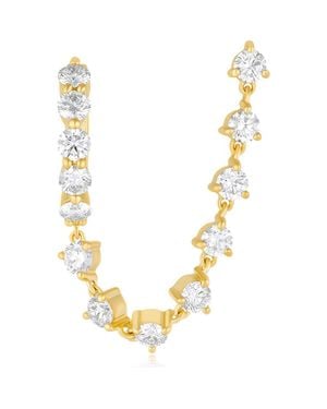 EF Collection Jumbo 14K Diamond Prong Set Huggie Hoop Earrings - Metallic