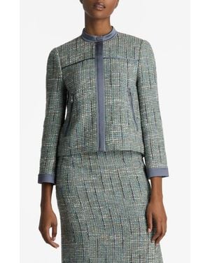 St. John Metallic Tweed Jacket - Gray