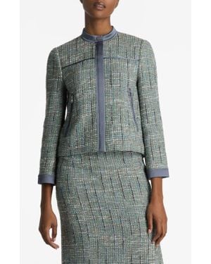 St. John Metallic Tweed Jacket - Gray