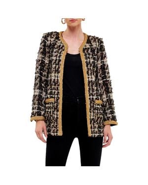 Endless Rose Premium Sequin Tweed Jacket - Black