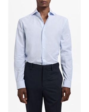 Mango Thousand Stripe Slim Fit Button Down Shirt - White