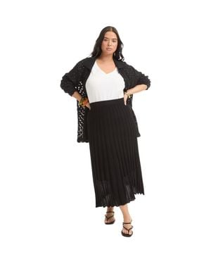June + Vie Pleated Midi Skirt - Black