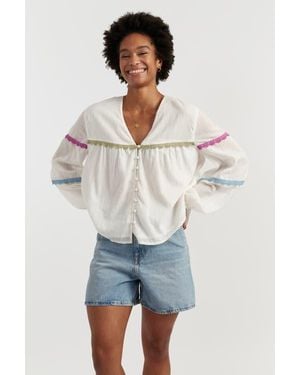Chinti & Parker Cotton Scallop Blouse - Natural