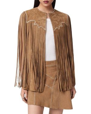 AllSaints Carter Fringe Vest - Brown