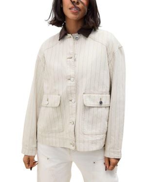 Next Corduroy Collar Stripe Twill Jacket - White
